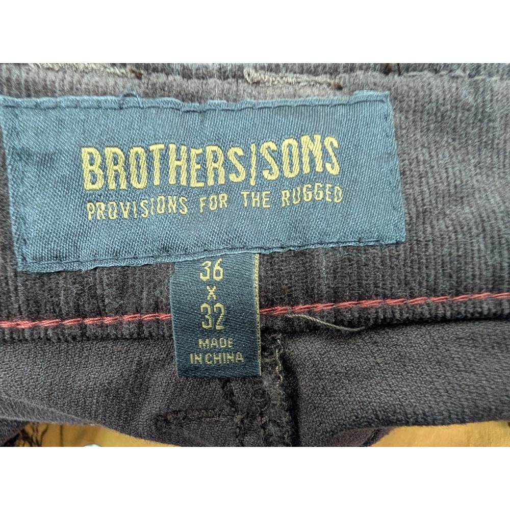 Brothers & Sons Men's Corduroy Pants Size 36x32 Brown Relaxed Fit Casual Stretch - Picture 2 of 9